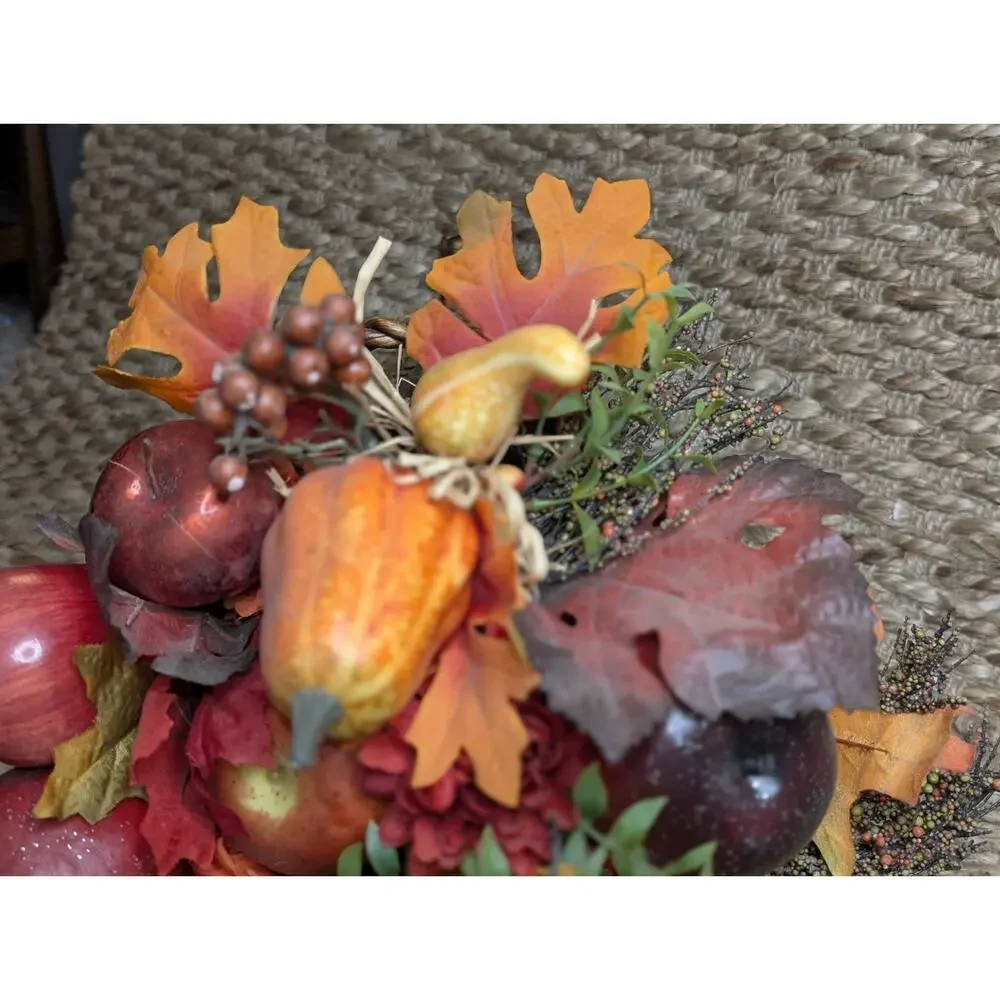 Vintage Wicker Basket Cornucopia Horn THANKSGIVING Harvest Fall Centerpiece